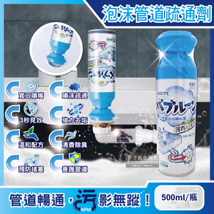 [日日好物]日本Clean-寬口倒噴型浴室管道清潔泡泡慕斯-檸檬香(藍蓋)500ml/瓶(排水管疏通劑,水管防堵塞泡沫清潔劑,衛浴洗手台管道除臭清潔洗劑)