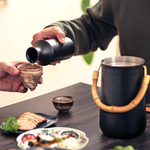 【日本孔雀Peacock】不鏽鋼真空斷熱 酒燗器+德利陶瓷 清酒壺 溫酒器 溫酒壺 居酒屋 兩件套-(330ML), , large