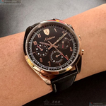 [星晴錶業]FERRARI手錶,42mm,FE00095黑色錶面玫瑰金錶殼深黑色真皮皮革錶帶款, , large