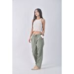 (XL) lativ高腰質感棉質純棉綠色長褲二手衣, , large