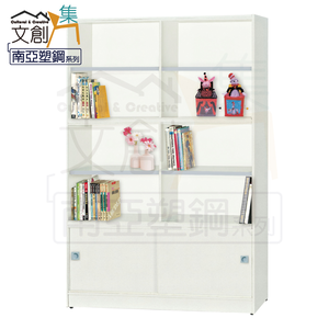 【文創集】巴莉 環保4尺南亞塑鋼玻璃開門書櫃/收納櫃(客約商品)