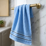 [Kaimei Cotton] 12-Pack Random Colors - MIT 16-Taels Pure Cotton Kids' Towel with Satin Header & Double Black Stripes, , large