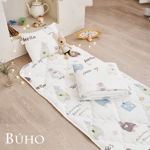 BUHO "Spring Warmth" Ice Yarn Cool Children's Sleeping Pad Three-piece Set (Quilted Sleeping Pad + Cool Quilt + Children's Pillow) SGS Non-toxic x Cool Dual Certification