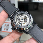 [星晴錶業]MASERATI手錶,44mm, 46mm,R8821134001黑雙面機械鏤空錶面黑錶殼深黑色真皮皮革錶帶款, , large