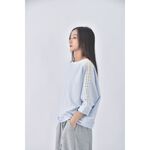 (XL) iroo質感棉質條紋藍色短袖上衣二手衣, , large