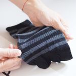 [Kaimei Cotton Industry] 6 pairs set, random and excellent, MIT made in Taiwan, antibacterial and deodorizing, pure cotton boat-shaped toe socks, striped style, , large