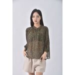 (S) uniqlo碎花綠色長袖上衣二手衣, , large