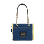 MARC  JACOBS 棉質牛仔布鏈帶小款托特包/肩背包/單寧藍, , large