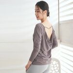 YOGA FLOW Soft(L)Sleeve - 後背優雅垂墜罩衫 - 冬日灰 Dark Grey, , large