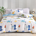 【Betrise】Blue Dinosaur | Environmentally friendly printing and dyeing anti-mite and antibacterial 100% combed cotton dual-purpose quilt and bed sheet set - Large size, , large