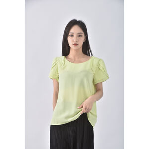 (S) 【金莎私服】simplicite質感格紋綠色短袖上衣二手衣