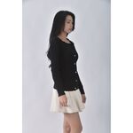 (XS（含）以下) 質感針織貼身黑色長袖上衣二手衣, , large