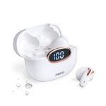 RASTO RS46 純白晶石電量顯示真無線藍牙耳機 - 藍牙5.3，IPX4防水，數字電量顯示, , large