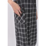 (M) osan質感棉質純棉格紋黑色洋裝二手衣, , large