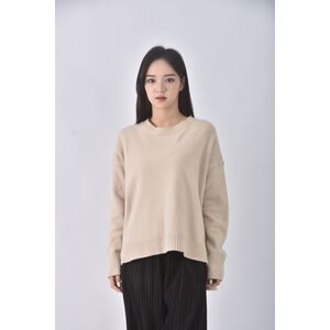 (XL) 質感圓領杏色長袖上衣二手衣