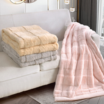【Betrise】Pink | Marshmallow imitation rabbit plush blanket (150x210cm), 粉色, large