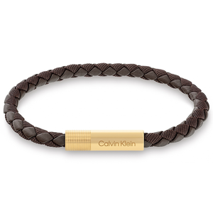 Calvin Klein CK 咖啡皮革編織男士手環 情人節送禮推薦 35100027