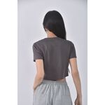 (S) gu修身短版棉質素面灰色短袖上衣二手衣, , large