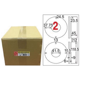 【龍德】LONGDER 三用電腦標籤 A4 光碟專用 內徑 41mm可再貼1000張/箱 LD-820-WR-B(適用雷射、噴墨、影印)