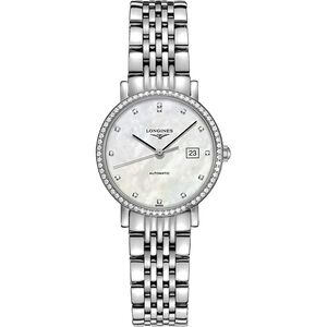 LONGINES 浪琴 Elegant 系列真鑽機械女錶-珍珠貝x銀/29mm L43100876