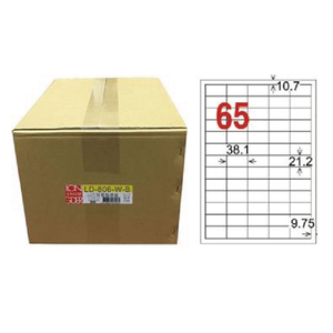 【龍德】LONGDER 三用電腦標籤 A4 65格 21.2*38.1mm白色1000張/箱 LD-806-W-B(適用雷射、噴墨、影印)