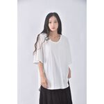 (L) blackfriday質感棉質純棉白色短袖上衣二手衣, , large