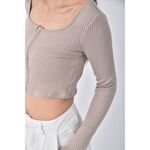 (S) 【安于晴Charlene私服】h m質感棕色長袖上衣二手衣, , large