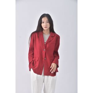 (S) mercci22亞麻排扣紅色外套二手衣
