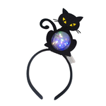 摩達客★萬聖派對頭飾★萬聖黑貓造型圓球燈頭扣, , large