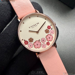 [星晴錶業]COACH手錶,36mm,CH00204白色錶面玫瑰金錶殼粉紅真皮皮革錶帶款, , large