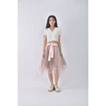 (S) 質感撞色芭蕾風粉色綁帶短裙二手衣, , large