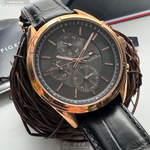[星晴錶業]TommyHilfiger手錶,44mm,TH00067鐵灰色錶面玫瑰金錶殼深黑色真皮皮革錶帶款, , large