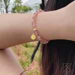 【TLH】黃金墜手鍊 純金999  眷戀莓好命定草莓晶 約重0.04錢±0.01, , large