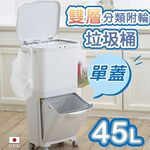 【this-this】日本RISU｜H&H直立雙層分類附輪式垃圾桶 (單蓋) 45L, , large