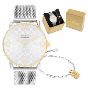 COACH 經典滿版 Logo 女錶 手鍊套組-36mm CO14000117