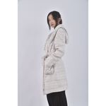 (XL) petit camelia厚磅長版白色綁帶外套二手衣, , large