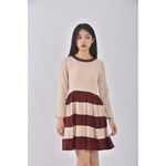 (S) v m luxury fashion棉質撞色杏色洋裝二手衣, , large