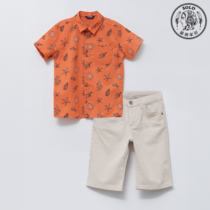 【SOLO Vintage】LCW Boys Ocean Shirt & Shorts Set Made in Turkey 4-5y