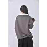 (XL) 質感假兩件灰色長袖上衣二手衣, , large