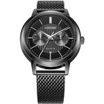CITIZEN 星辰 光動能 雅痞雙眼Day-Date手錶-曜石黑/41mm BU4034-82E, , large