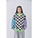 (2XL) le wong棋盤黑色長袖上衣二手衣, , large