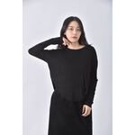 (L) rosygold韓牌圓弧黑色長袖上衣二手衣, , large