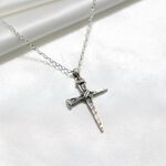 【Angel & Me】Faith Nail Cross s925 sterling silver necklace birthday gift, , large