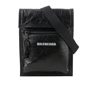 BALENCIAGA Explorer 小羊皮小型斜背包/黑色