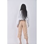 (XL) 質感花紋杏色長褲二手衣, , large