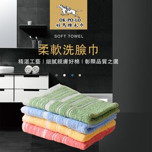 [OKPOLO] 台灣製造三線色紗吸水毛巾-12入組(純棉家庭首選)