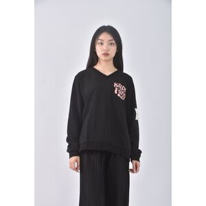 (XL) elysia字母黑色長袖上衣二手衣