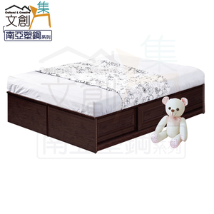 【文創集】海利 環保5尺雙人南亞塑鋼拉門床底(側邊拉門＆內收納層格設置)(客約商品)