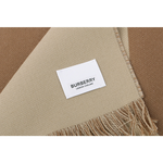 BURBERRY Logo 徽標羊毛圍巾/樺木棕/奶茶色, , large