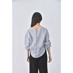 (L) koe質感棉質條紋藍色短袖上衣二手衣, , large